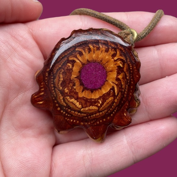 Third Eye Pinecone Pendant and Tigers Eye Beaded Necklace Festival Bundle - Picture 2 of 10